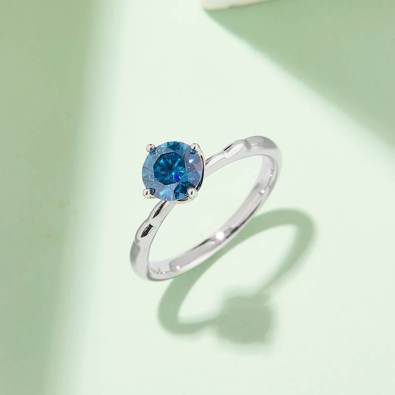 直臂小风车S925银镀白金MoissaniteWomen's Ring1ctD级